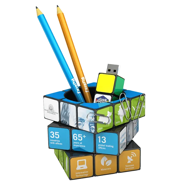 Rubik's pot à crayons personnalisé, objet publicitaire de bureau