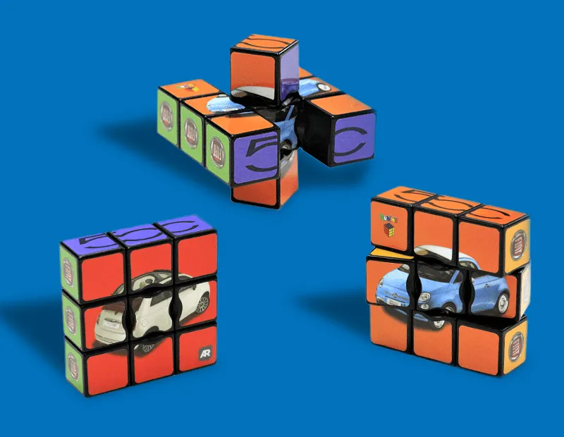 Rubik's Edge personnalisé Fiat 500, cube publicitaire plat 3x3x1