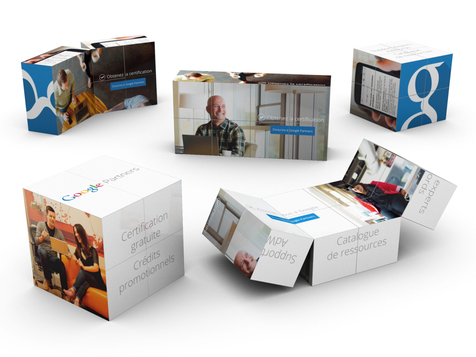 Magic Cube® personnalisé Google Partners, support de communication 3D interactif
